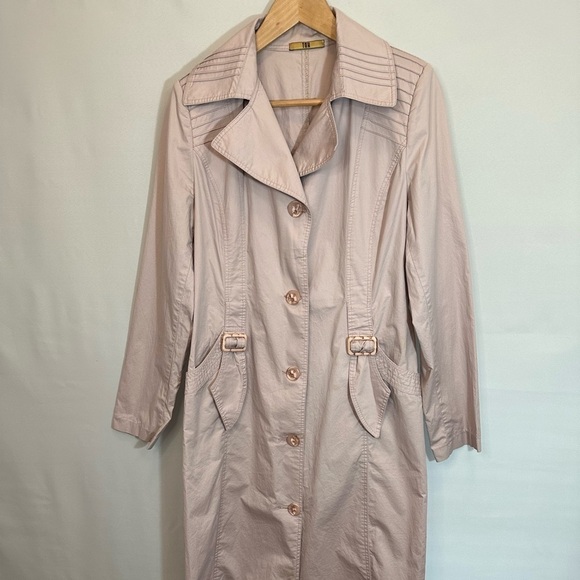 TNH Collection Womens Trench Coat Size 40 M Vintage Preppy Dusty Rose Minimalist - Picture 13 of 16
